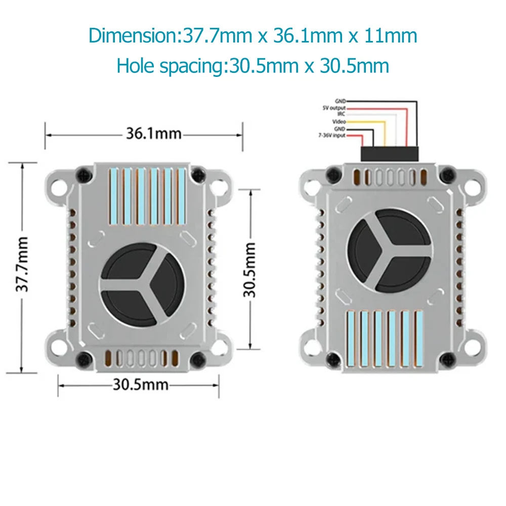 Trasmettitore Audio Video VTX analogico 3.3G 3W 16CH 3.3G VRX FPV Traversing Machine microfono integrato per Drone FPV RC da 7-13 pollici