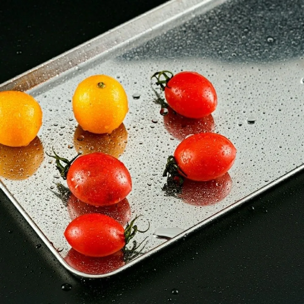 Food Grade Stainless Steel Tray Rust Resistant Rectangular Buffet Presentation Tray Storage Food Organizer Rice Noodle Pan