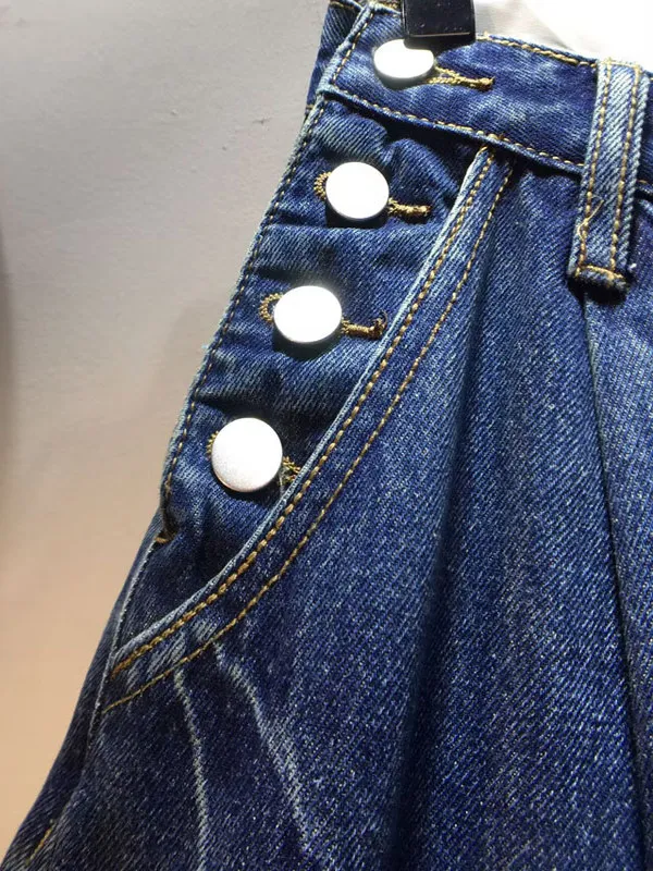 Celana Jeans Wanita Model Lurus Kaki Lebar High Waist, Bahan Faux Brushed Ripped, Musim Gugur 2025