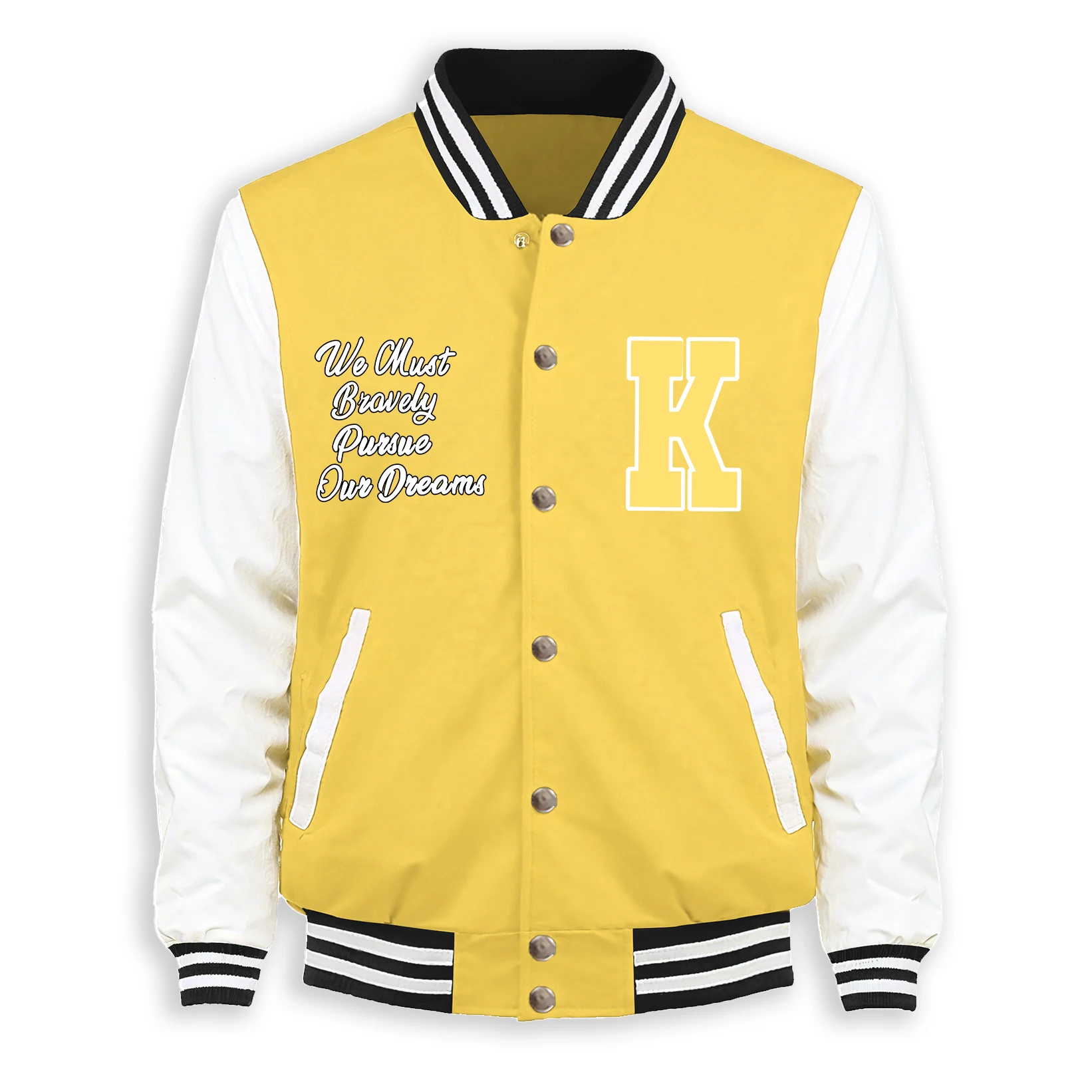 

We Will Achieve Our Dream, куртка K для мужчин, модный свободный бейсбольный трикотаж, осенняя уличная одежда в стиле хип-хоп, флисовая одежда унисекс в стиле ретро