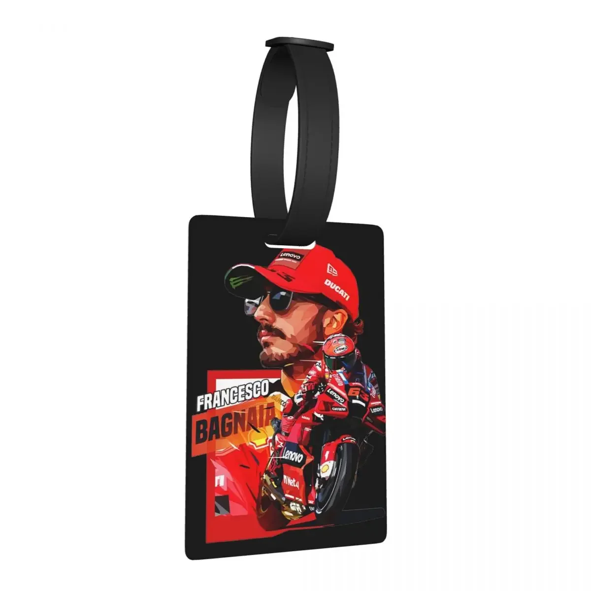 

Багажные бирки Pecco Bagnaia 63, аксессуары для чемодана, милый багаж, посадочная бирка, держатель этикетки, идентификационное имя, адрес