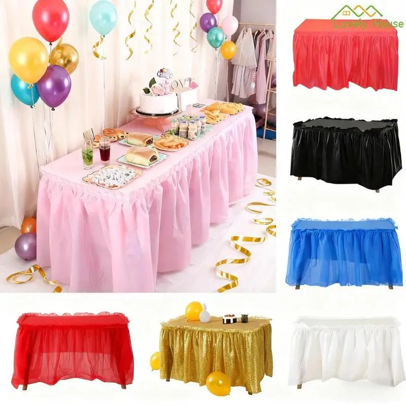 2Pcs/Set Disposable Table Skirt Banquet Table Cover Waterproof Oilproof Birthday Party Decorations Table Cloth