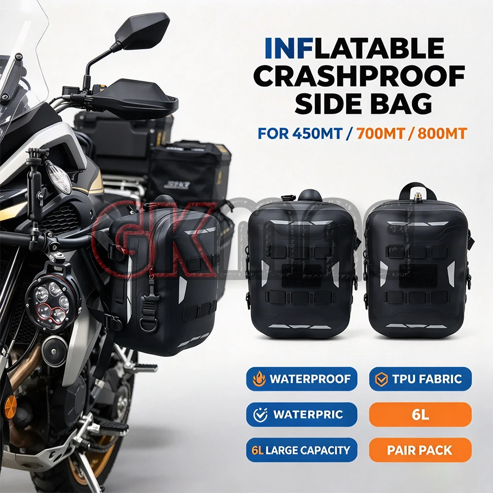For CFMOTO 450MT 700MT 800MT Airbag Crash Bar Bags Inflatable Anti-fall Saddle Bags Waterproof Side Luggage Storage Pouch