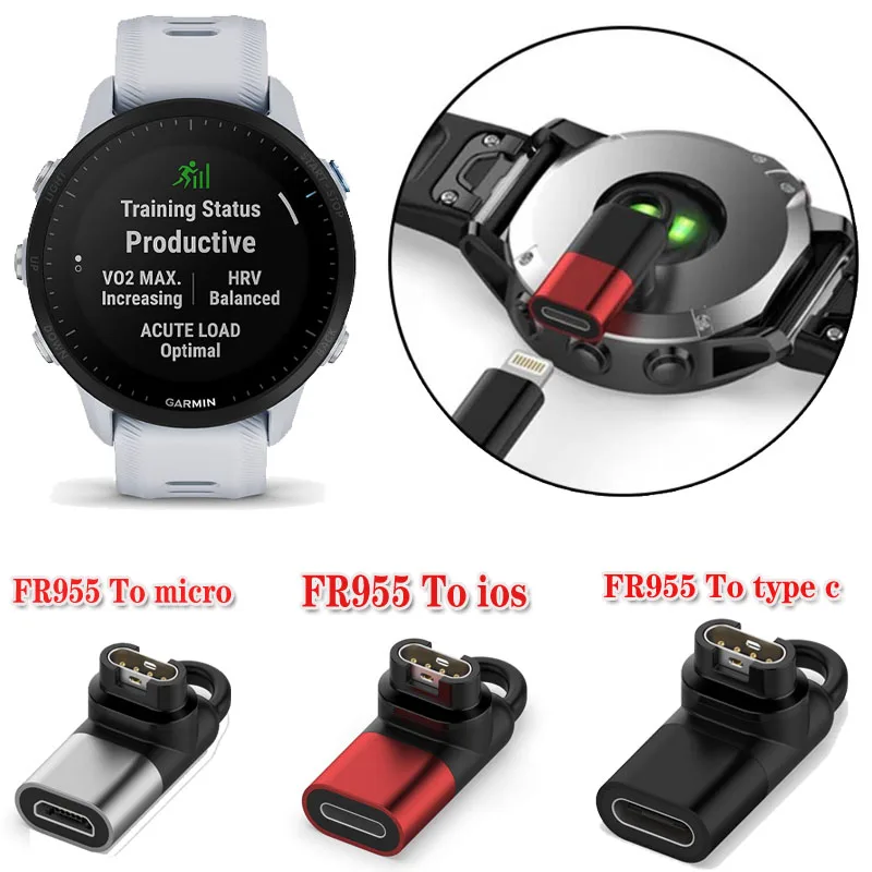 Type C/Micro/Ios USB Female to 4pin Charger Adapter for Garmin Forerunner 955 255 255S 255M Smart Watch Charger Converter