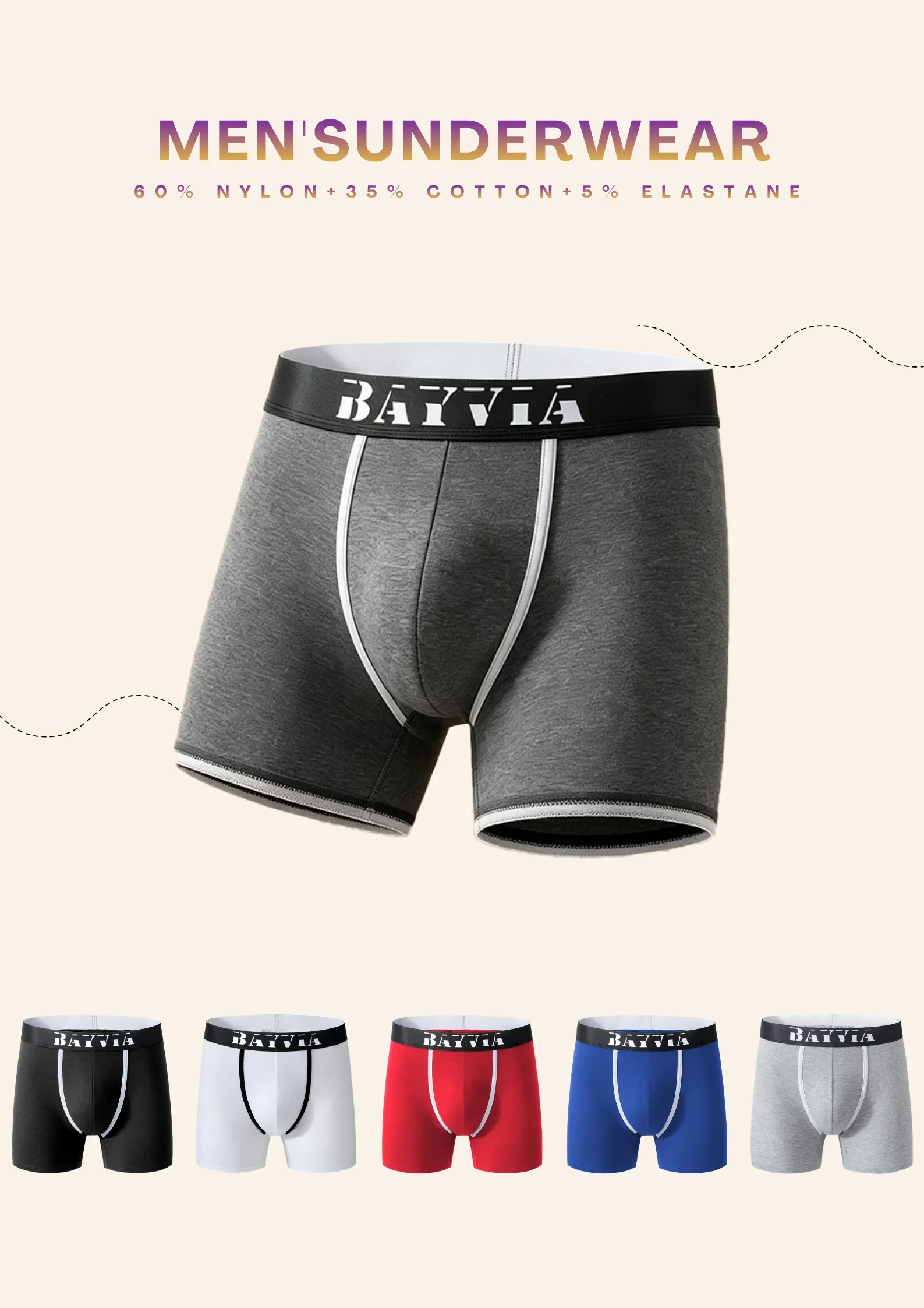 Men's cotton flat angle underwear 4pcs random loose elongated breathable quick drying reinforced youth underwear