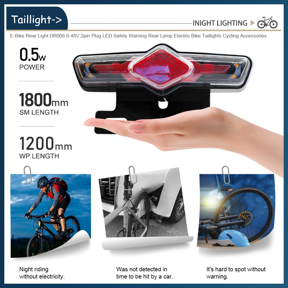 Electric Bicycle C-05C High Performance Taillight 36V/48V Compatible Scooter Parts for Electric Bicycles