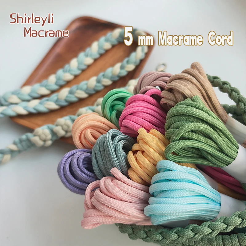 Cuerda trenzada de poliéster de 5mm de alta calidad, hilo Lurex de 5 metros por paquete, proyecto DIY, fabricación de joyería pequeña, cordones de macramé