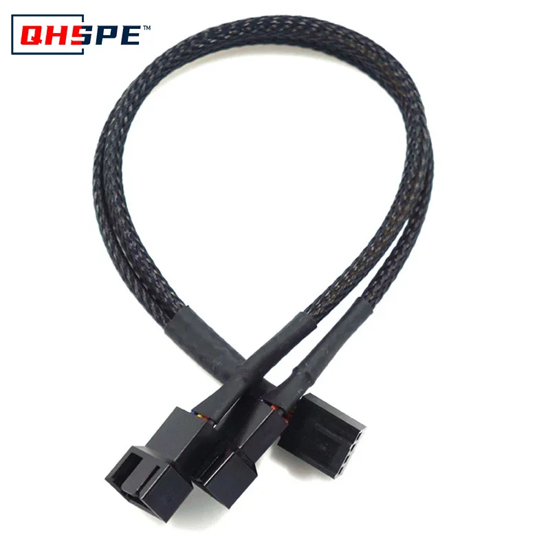 Black Boot 27 cm PWM-Verlängerungskabel, 4-poliger Anschluss, 1 auf 4/3/2/1-Wege-Splitter für 4-poligen PWM-Lüfter – Computer-Hardware-Kabel