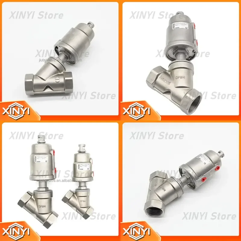 Pneumatic Angle Seat Valve for JTALV DN50 16 Bar 80mm Stroke 2 Way Y Type Stainless Steel Threaded Actuator Valve for