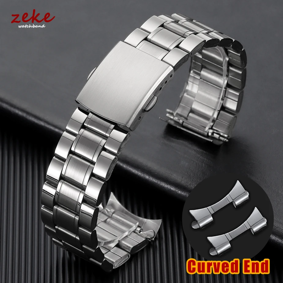 Keine Lücke Edelstahl Uhrenarmband 20mm 22mm Universal gebogene Endbänder Faltschließe für Damen Herren Uhrenarmband Zubehör