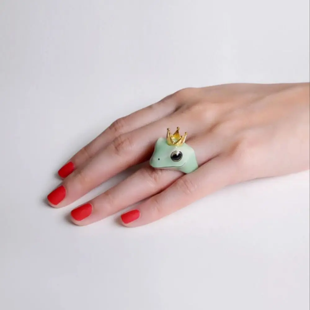 Модное Оригинальное кольцо в форме короны лягушки регулируемое кольцо из сплава милые ювелирные изделия в форме животного аксессуары для мужчин