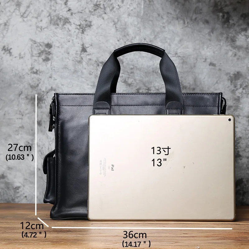 NZPJ Business Leder herren Handtasche Top Schicht Rindsleder Aktentasche Casual Schulter Messenger Tasche Geeignet für 14 Zoll Laptop – Detail 4