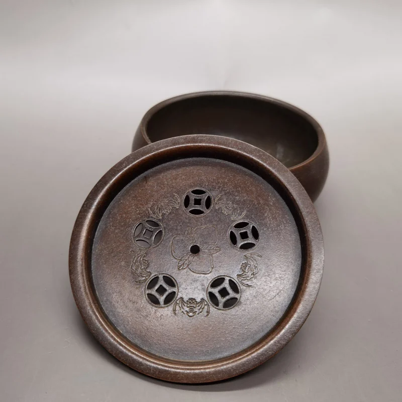 Antique Copper Tea Basin Writing-Brush Washer Jianshui Tea Bowl Brass with Lid Tea Basin Dry Pour Pot Tray Tea Tray Tea Residue