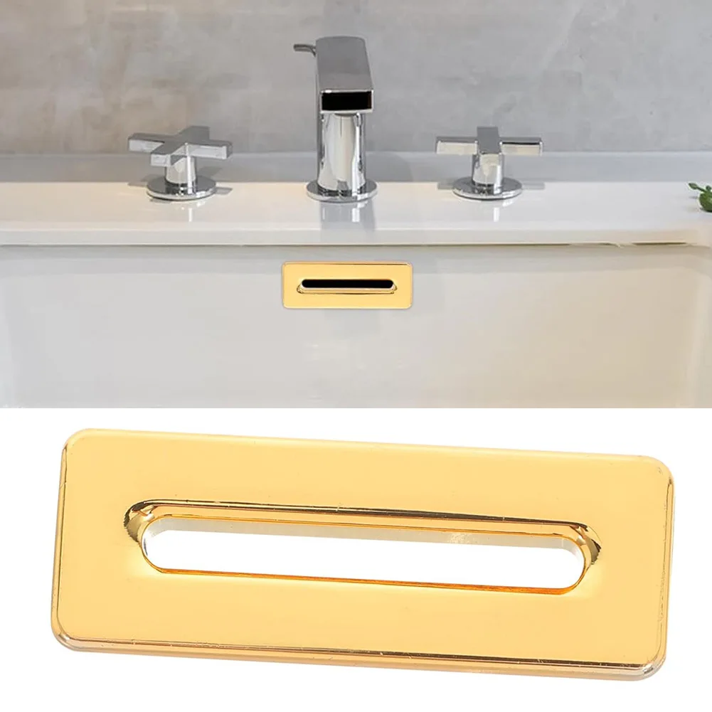 1 Pcs Brass Gold Overflow Covers Rectangular Basin Hole Covers For Basin Sinks Faucet Escutcheon Plate Faucet Plate Hole Cover