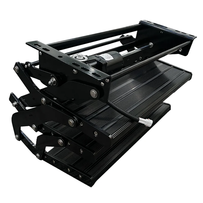 Black 3-Step Electric Folding Entry Step Retractable RV Side Step for Motorhome Caravan Camper Van