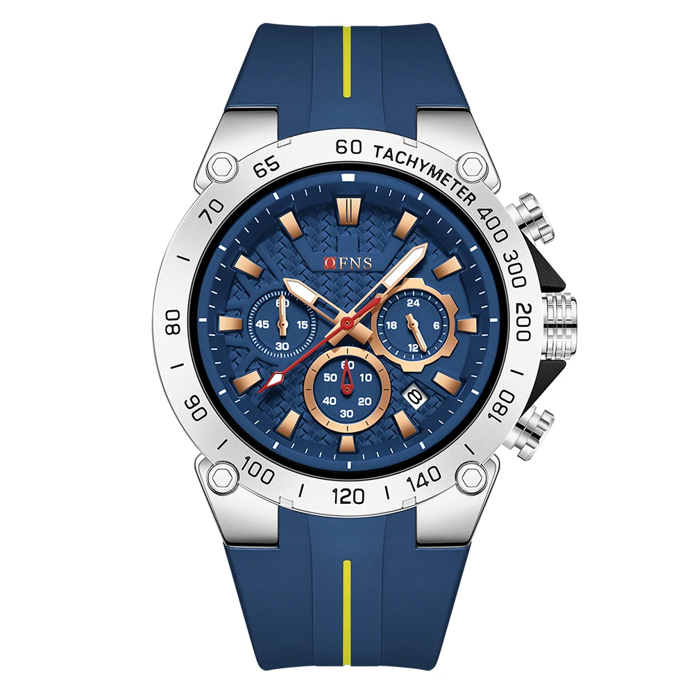 

Fashion Ofns 1207 Men's Sports Watch Three Eyes Six Needles Multi Functional Luminous 5atm Waterproof And Drop Resistant Student