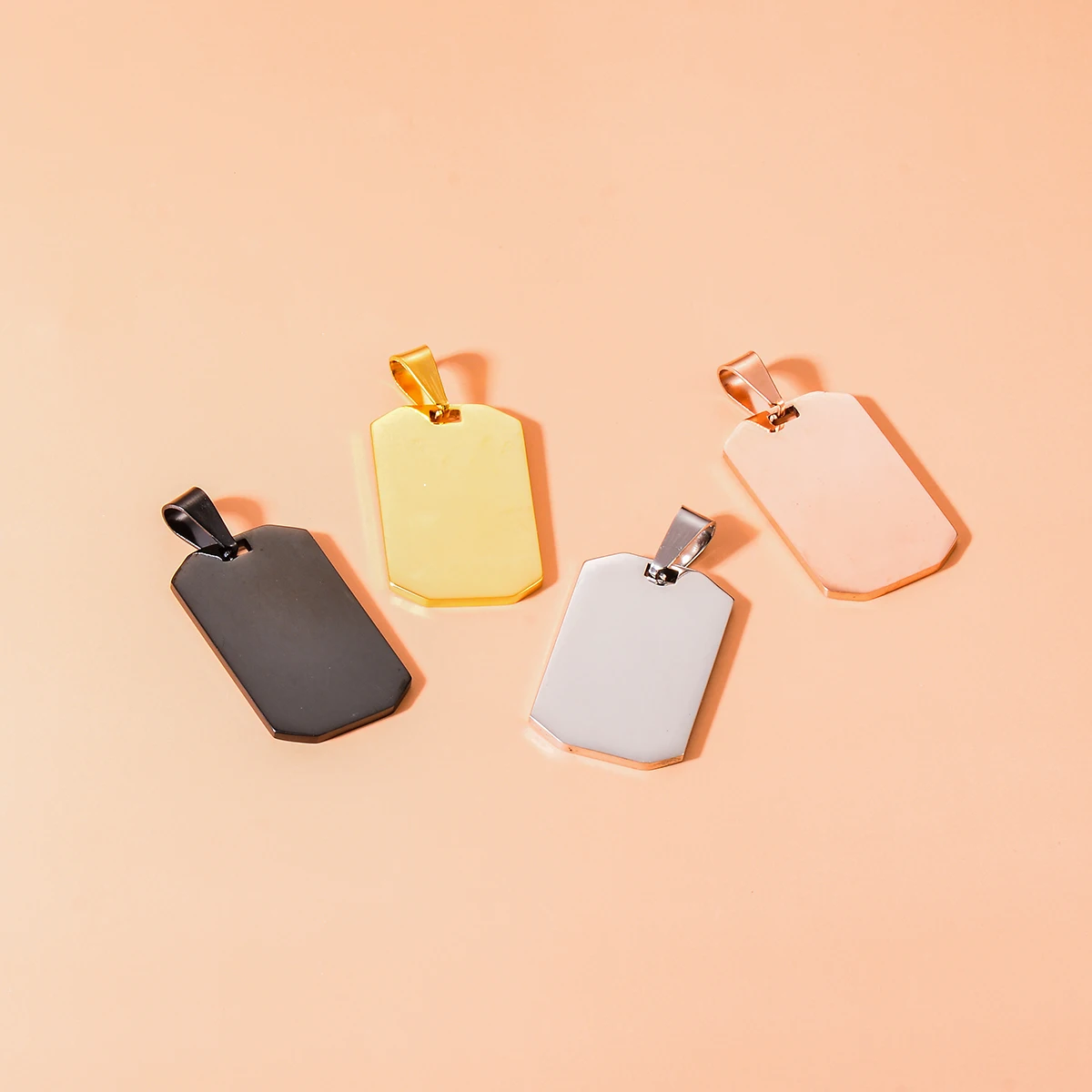 10 Pcs Wholesale 33x20 Rectangle Unisex Stainless Steel Stamping Blank ID Dog Tags Pendant Necklace Jewelry Makings