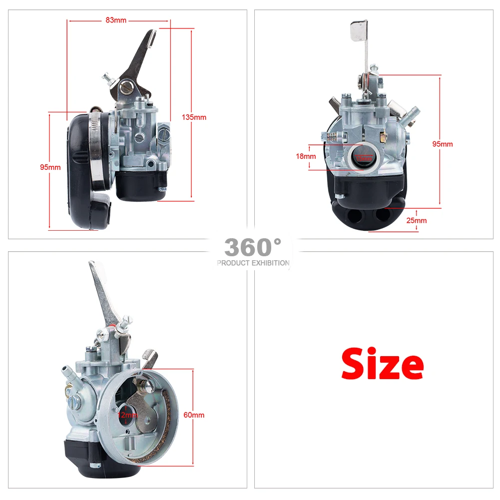 Motorcycle Carburetor For Dellorto Vegaser SHA14.12L Sha 14 12 CM Motors CM46 CM Engines CM 80 CM90 Mofas Moped Mokick Scooter