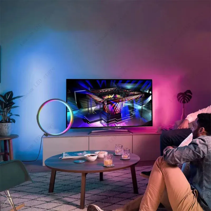 LED RGB مصباح حلقي عكس الضوء التحكم عن بعد USB تيار مستمر بالطاقة الموسيقى مزامنة الإنارات التصوير ضوء لغرفة النوم غرفة المعيشة الطرف