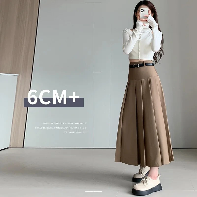 50% Women Office Lady Skirt Autumn Winter Trendy High Waist Slimming Lace Trousers Ballet Big Swing Black A- skirt