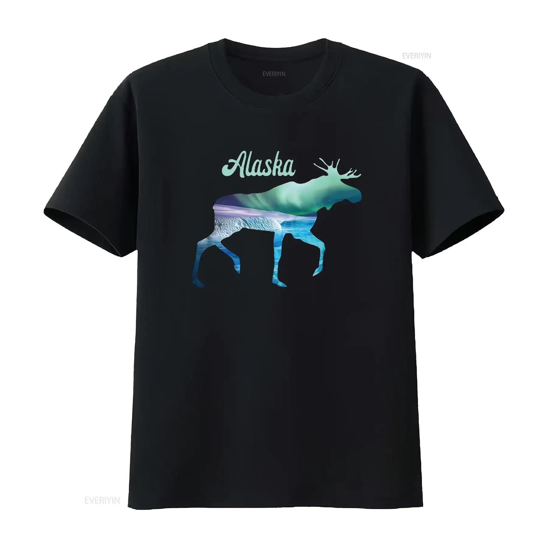 

Женская футболка Alaska Moose s Souvenir Keepsake Alaskan Northern Lights, винтажная стираная футболка унисекс, мягкая дизайнерская одежда слегка
