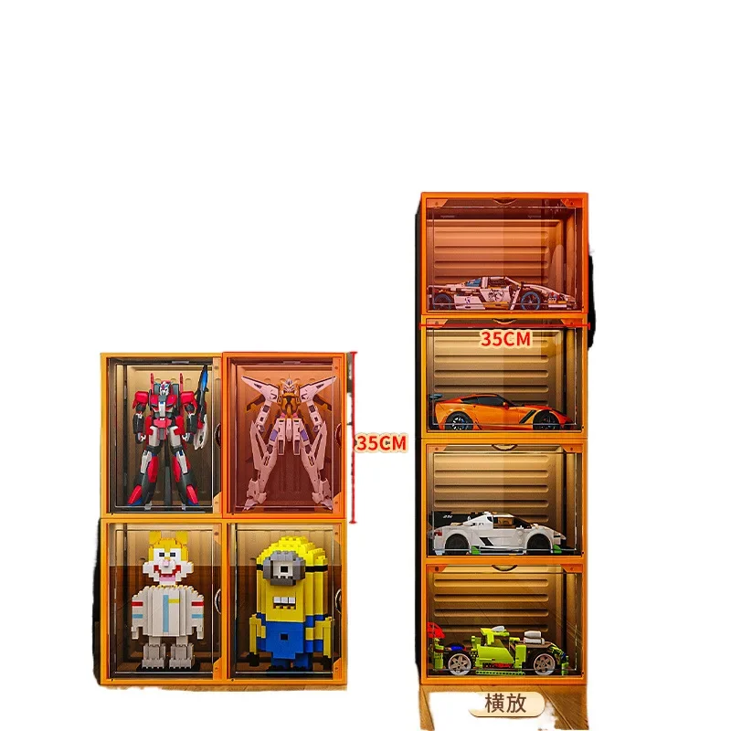 LEGO figure display cabinet, model storage box, imitation acrylic transparent dust cover building block