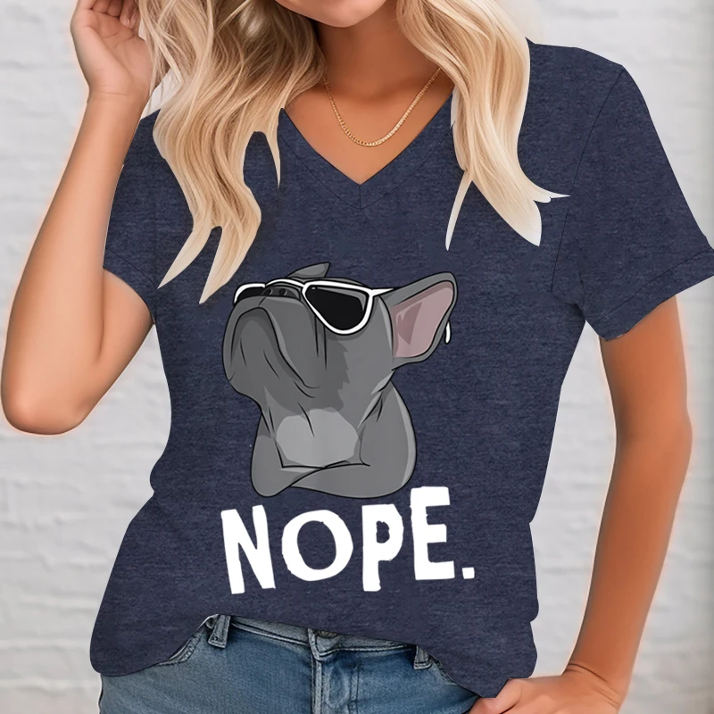 Fashion Funny French Bulldog Graphic T Shirts Women Nope Funny Printed T-shirt French Bulldog Lover Gifts Short Sleeve T-shirts