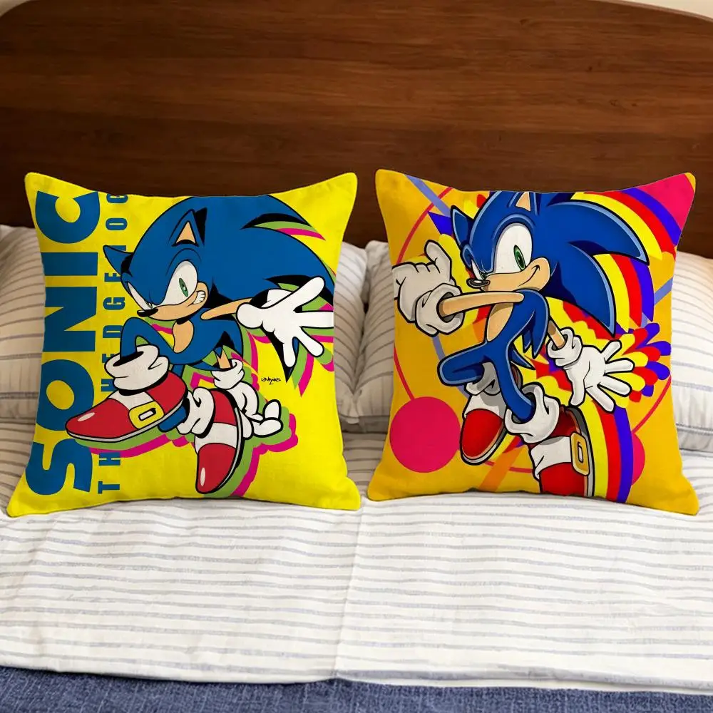 Game S-Sonic T-The H-Hedgehog Cushion Cover Home Decor Cushion Cover Soft Throw Pillowcase for Sofa Bedroom Outdoor Use - view 3