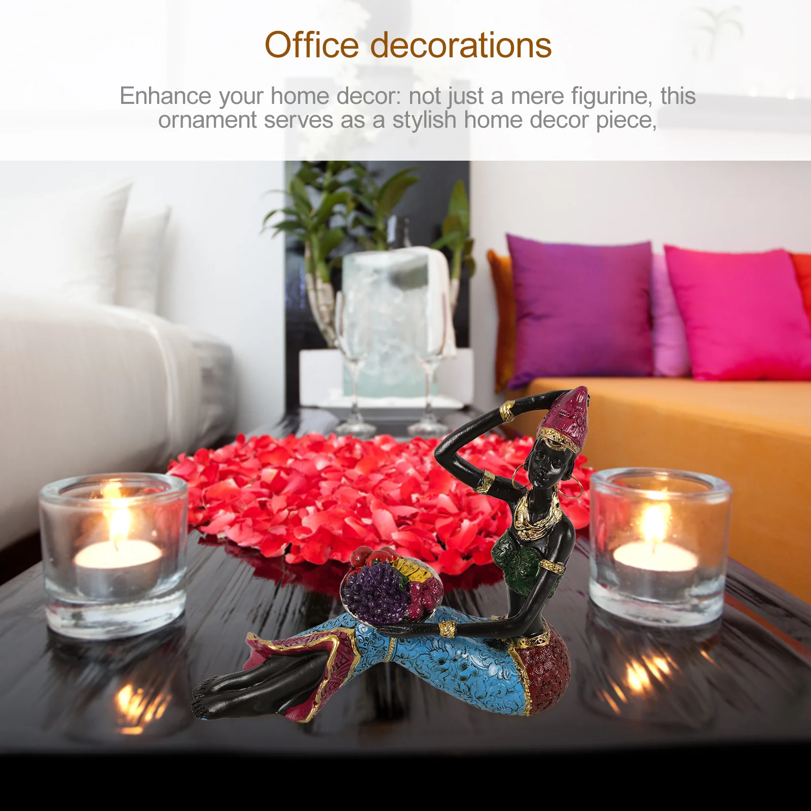 تمثال المرأة الأفريقية الراتنج يدويا ديكور المنزل غرفة المعيشة غرفة نوم سيدة أفريقية النحت الفن حلية