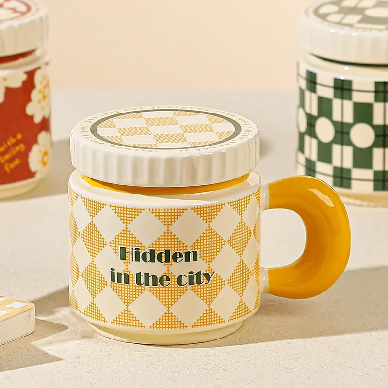 China-Chic Flower Covered Ceramic Mug, Large Capacity Imitation Enamel Gift Couple Cups, Breakfast Milk Coffee Mugs, Kawaii Cup 3