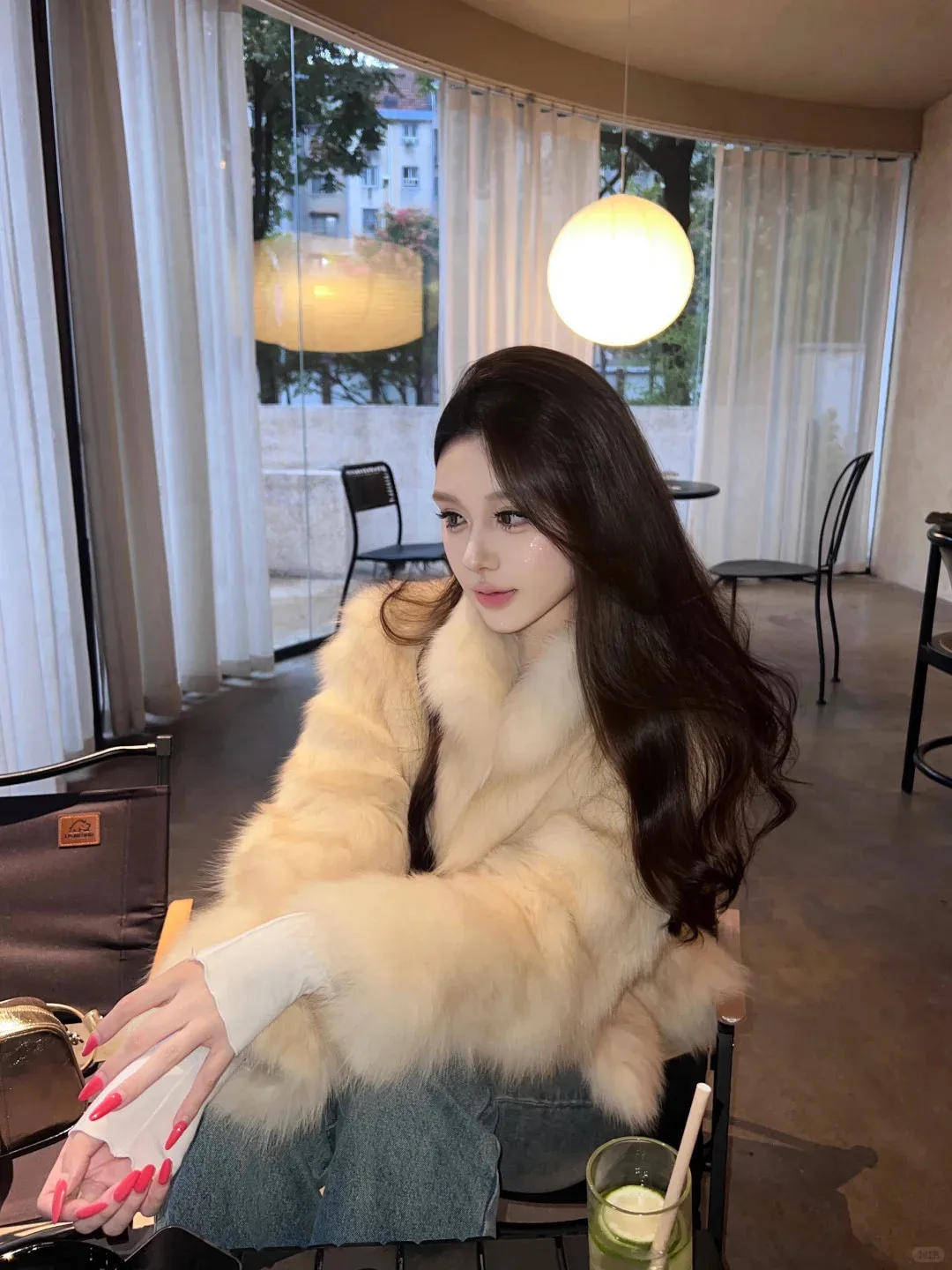 2025 New  Fur Coat Women's Winter Stand Collar Gradient Thick Warm Eco-friendly Long Sleeve Short Style Three Button Closure
