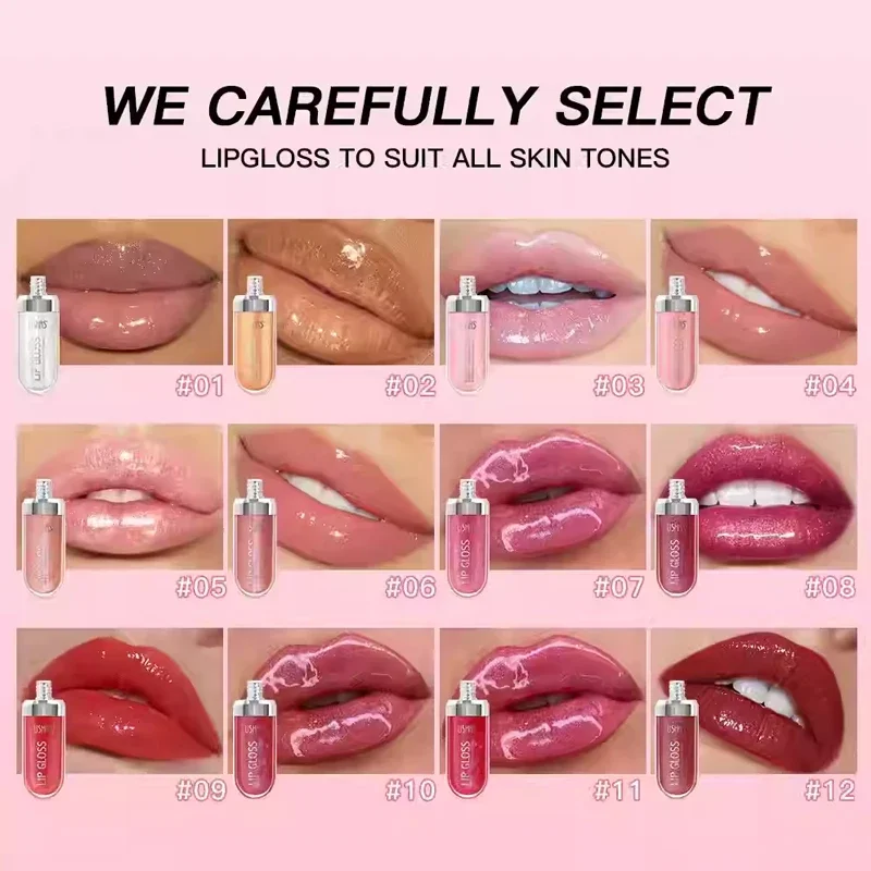 عيد الميلاد الساخن USHAS 12 ألوان مشرقة ملمع الشفاه الماس بيرليسسينت لامع السائل أحمر الشفاه طويلة الأمد ترطيب الشفاه الصقيل #5