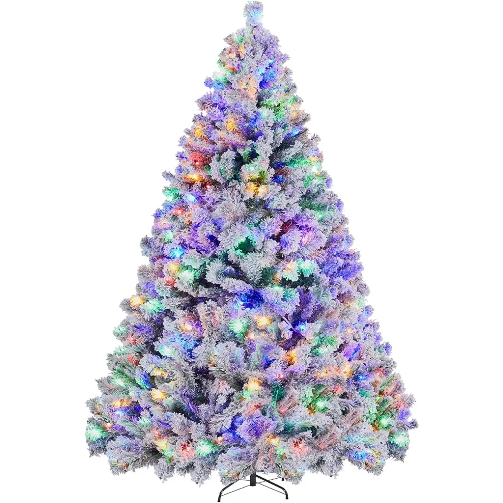 

7.5ft Pre Artificial Christmas Tree Tree with 550 Multicolor LED Lights & 1284 Branch Tips & Metal Stand for Home