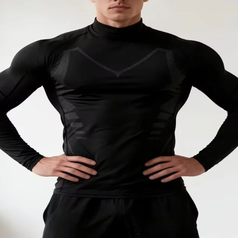 Sports Men's Fitness Running New Quick Drying Top Spring and Autumn Morning Running Outdoor Leisure Sports Cycling Training Clot