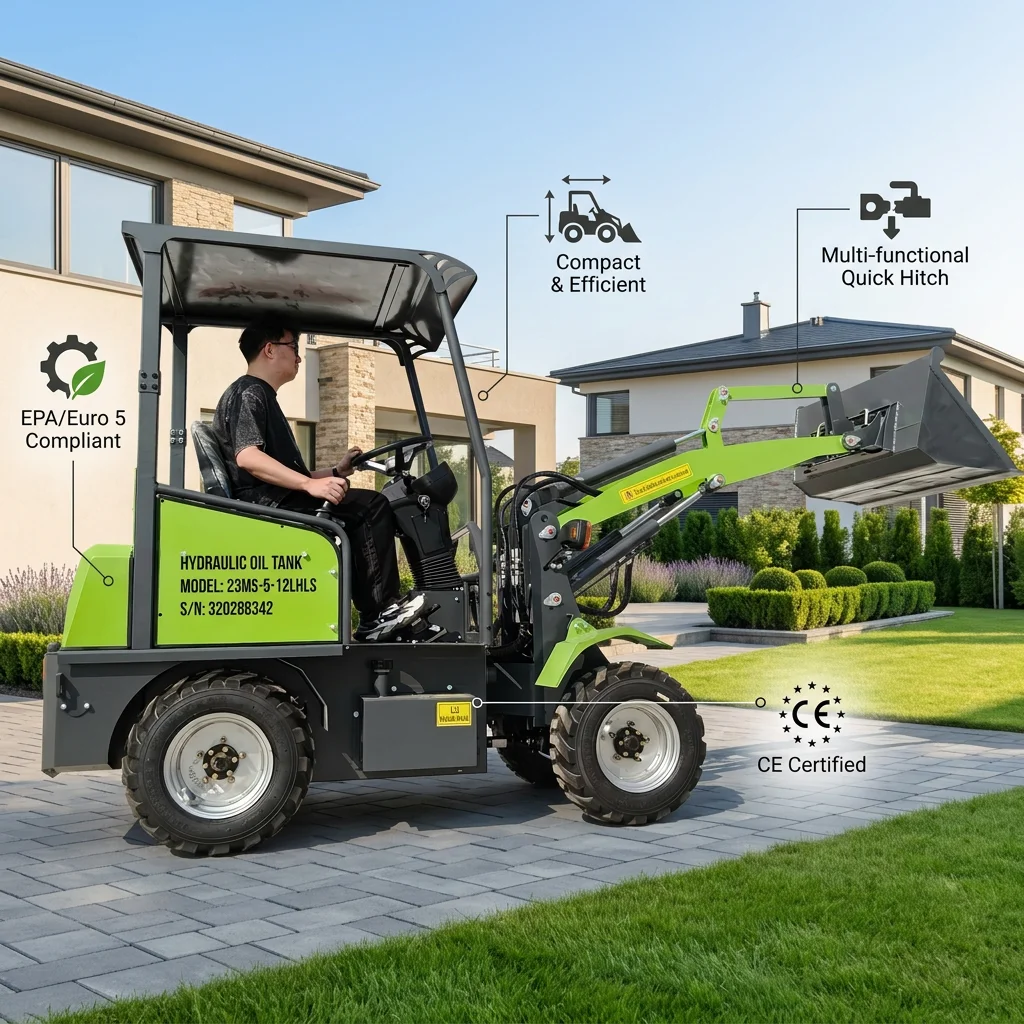 Smallest Electric Mini Wheel Loader 4WD Ultra Compact Front End Loader Zero Emission Small Loader For Narrow Way