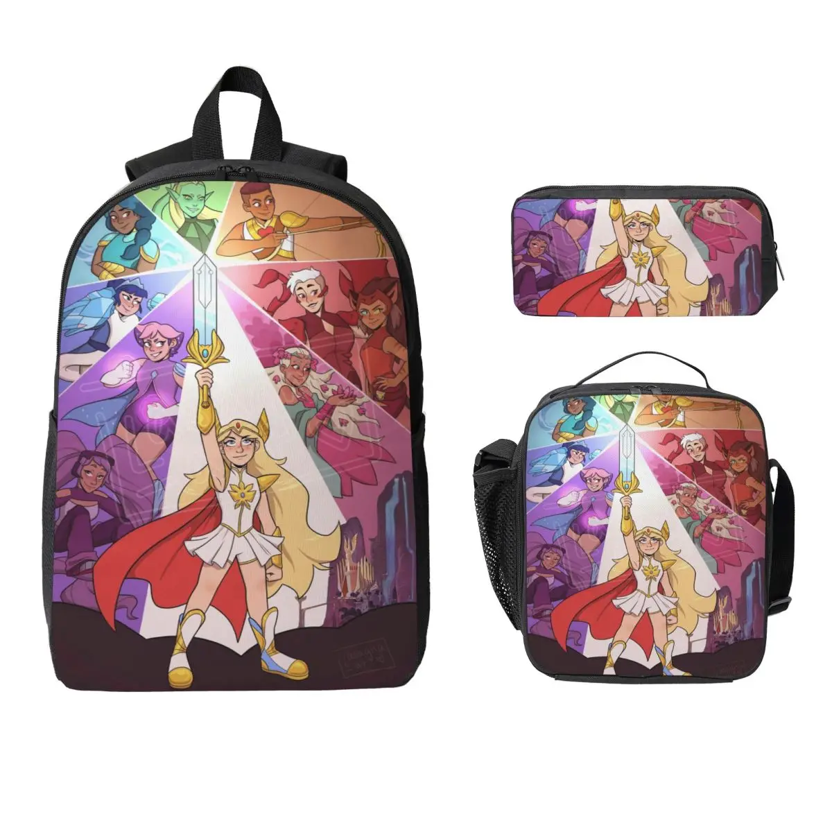 She-Ra And The Princesses Of Power  Backpack Lunch Box Pen Bags for Boys Girls Kindergarten Backpacks School bag Bookbag Set