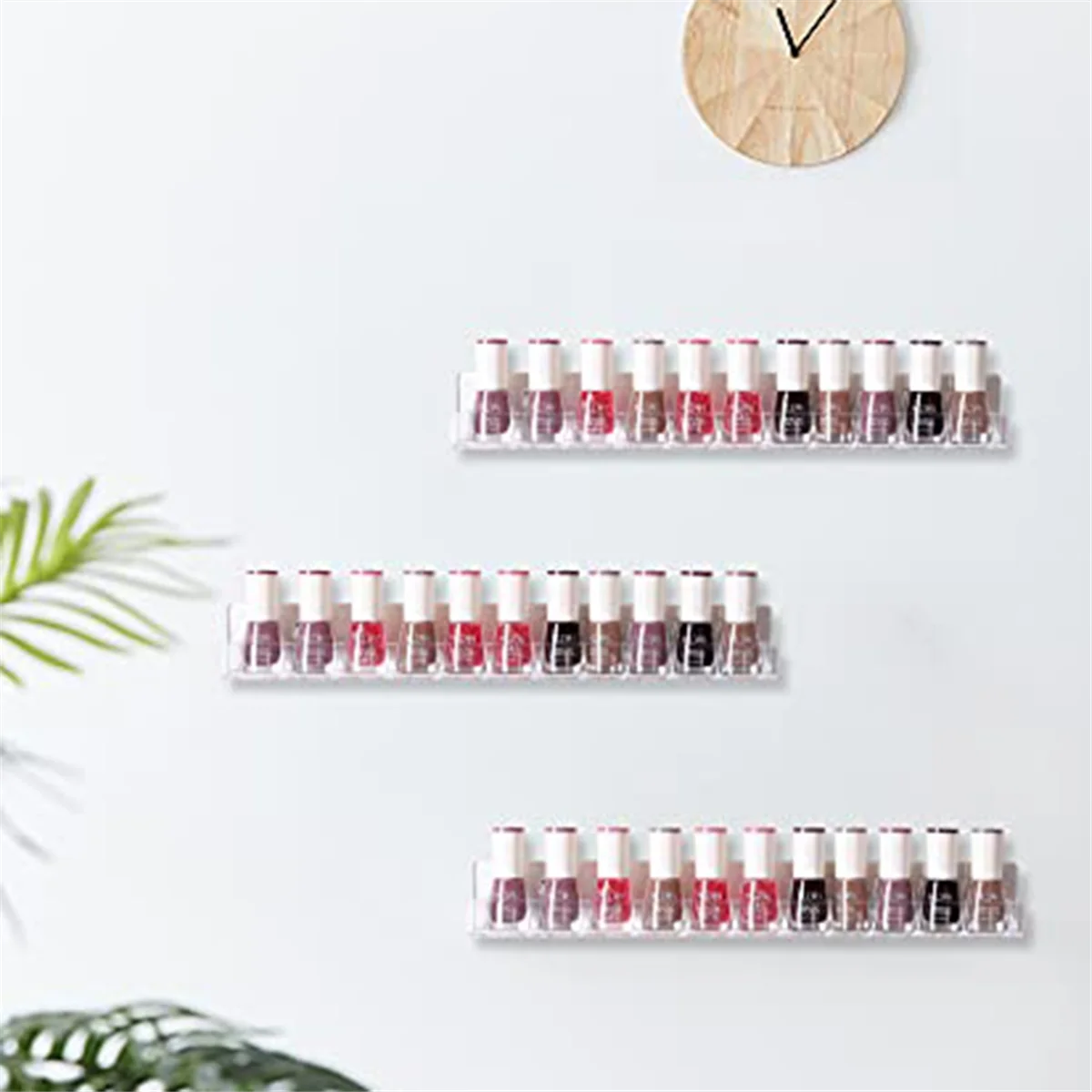 Nail Polish Rack Wall Mounted Shelf 4Pack,Clear Acrylic Nail Polish Holder Organizer with Removable Anti-Slip End Insert