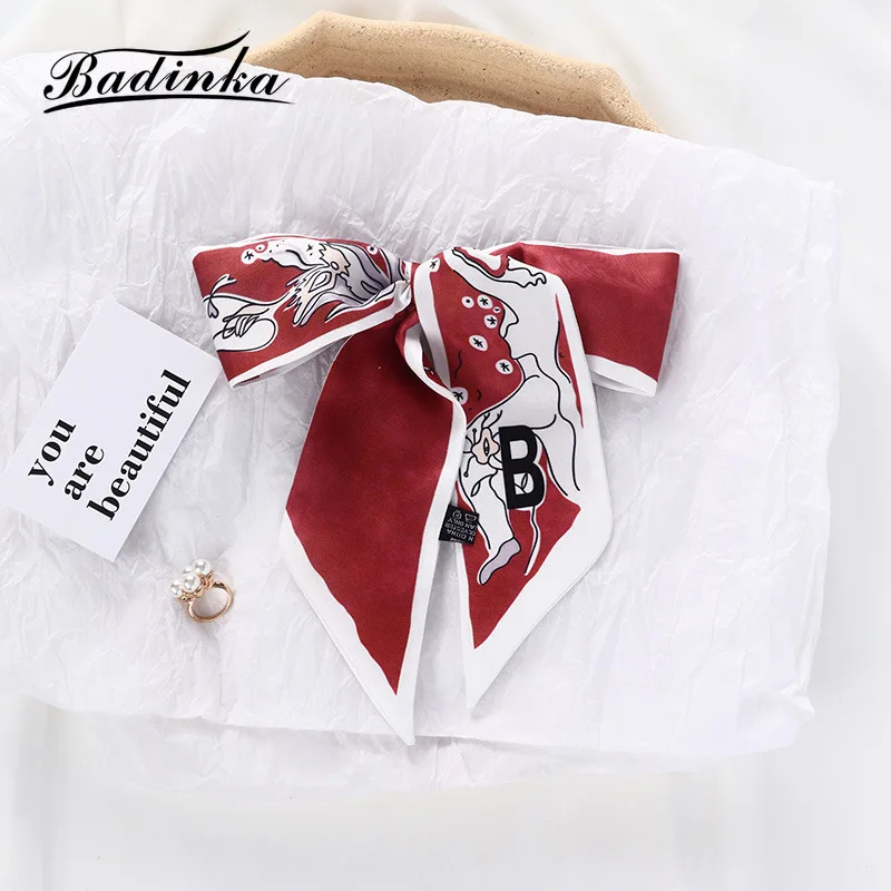 26 Initial Letter Silk Hair Satin Scarf Bag Skinny Scarves Design Wrist Towel Foulard Neckerchief Headband for Ladies 2022