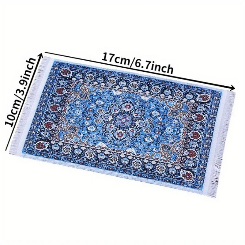 3PCS 1:12 Doll House Floor Decoration European Mini Carpet Turkish Persian Living Room Sofa Coffee Table Decor