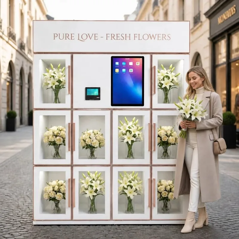 Intelligent Freshness-Keeping Flower Vending Kiosk for Shopping Malls and Subway Stations with Adjustable Cooling Humidity