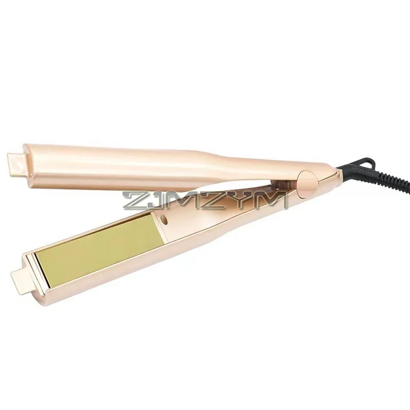 Plancha y rizador de pelo de hierro plano de titanio 2 en 1, plancha plana de cerámica de calentamiento rápido