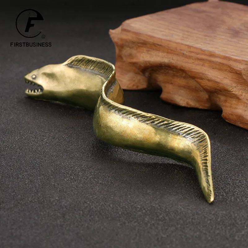 hot sell Solid Brass Deep Sea Hairtail Figurines Desk Ornaments Simulation Fish Small Statue Home Decorations Crafts Collections