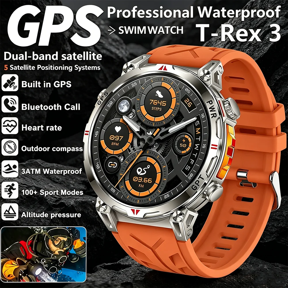 2026 New Built-in 650mAh Super Large Battery Men Smart Watch Outdoor 1.56