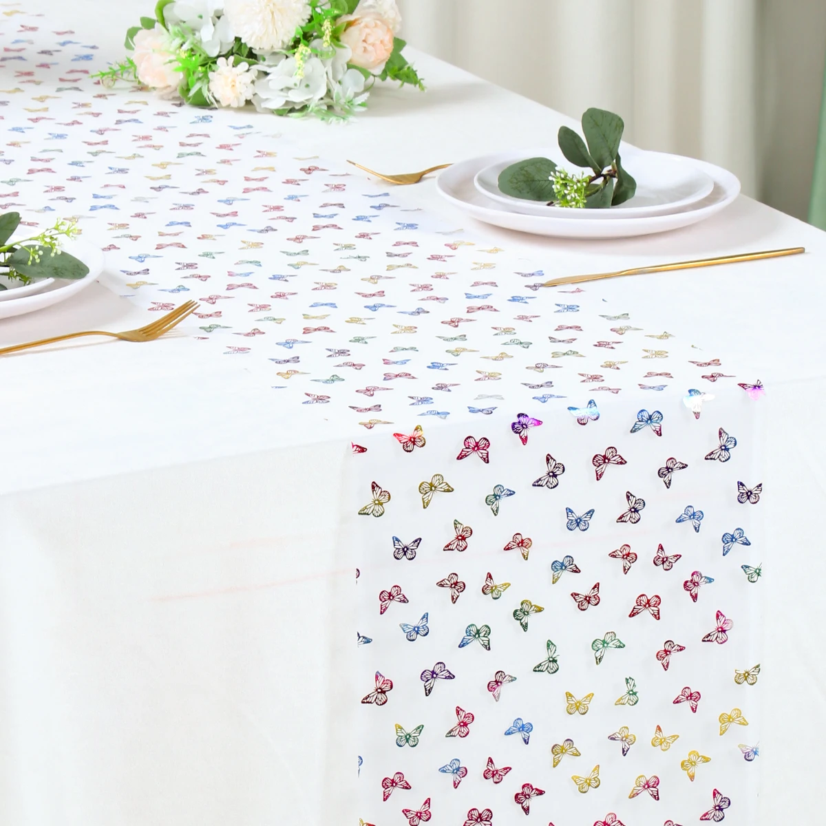 Butterfly Mesh Table Runner Happy Birthday Party Decoration Kids Favors Table Runner Wedding Baby Shower Birthday Party Supplies