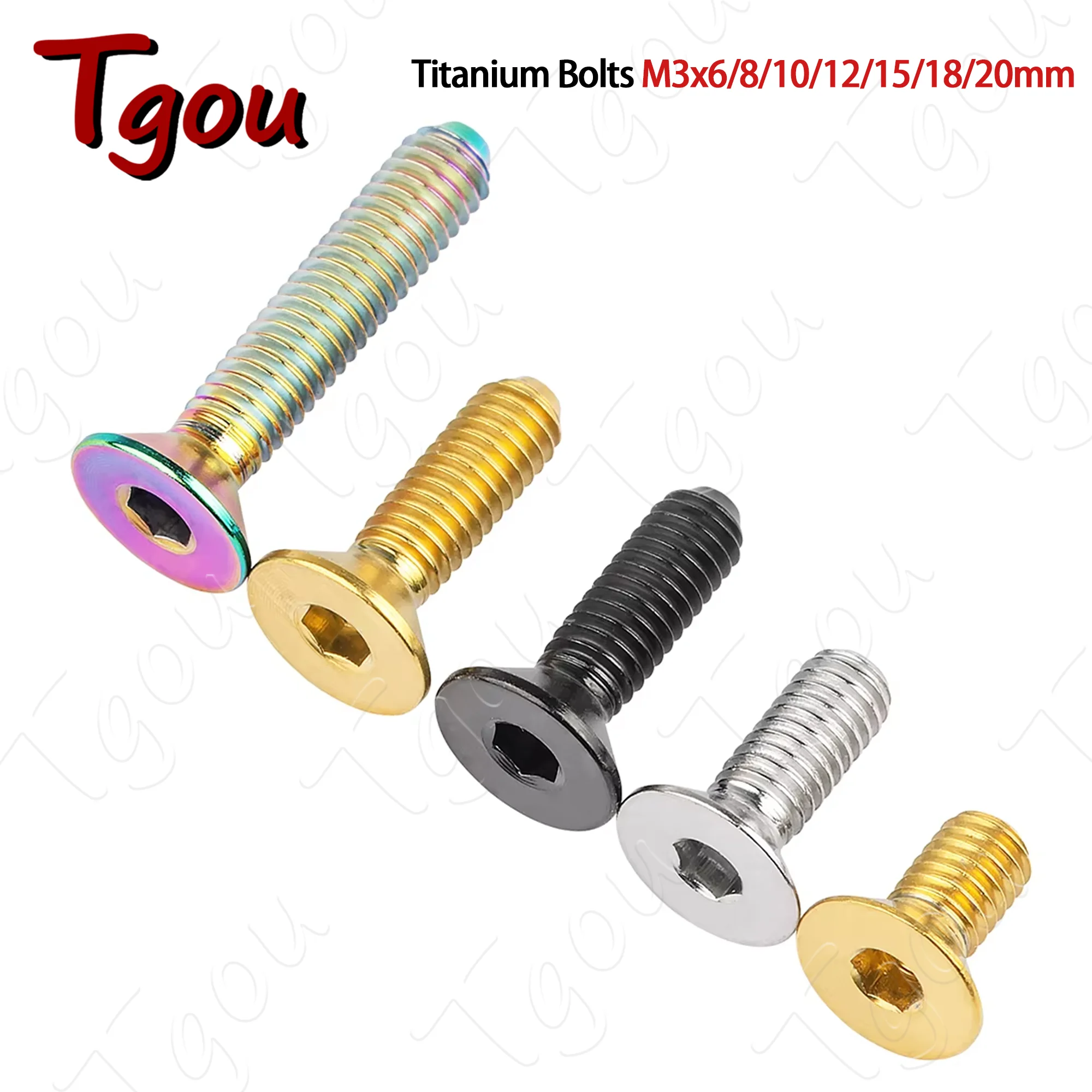 Tgou Titanium Bolt M3x6/8/10/12/15/18/20mm Countersunk Hexagonal Screws Grade 5 Fastener for Motorcycle Bike