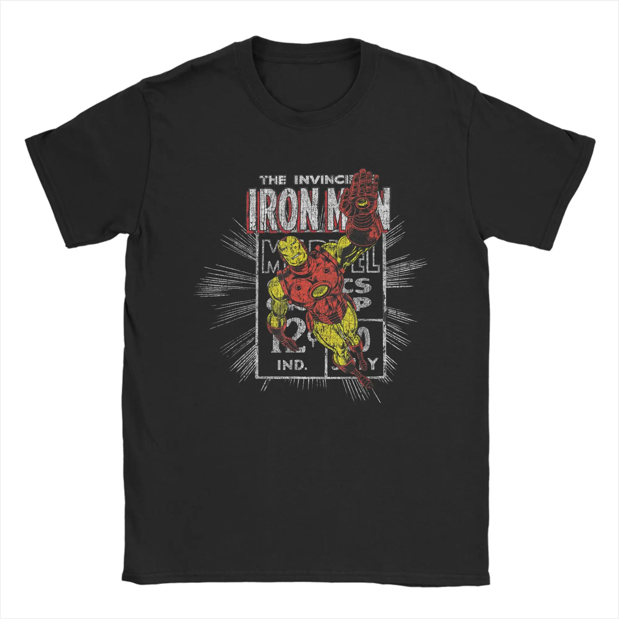 

Couple T-Shirt Iron Man Retro Comic Book Stamp Flying Pose Graphic T-Shirts Hip Hop Summer Tees Vintage Casual Cotton Tops Gift