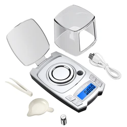 0.001g Digital Electronic Scales 100g/50g USB Charging Precision Powder Jewelry Scale Mini Pocket Milligram Scale