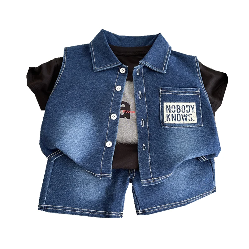 New Summer Baby Boys Clothes Suit Children Vest Short Sleeved T-Shirt Shorts 3Pcs/Sets Infant Casual Costume Kids Tracksuits