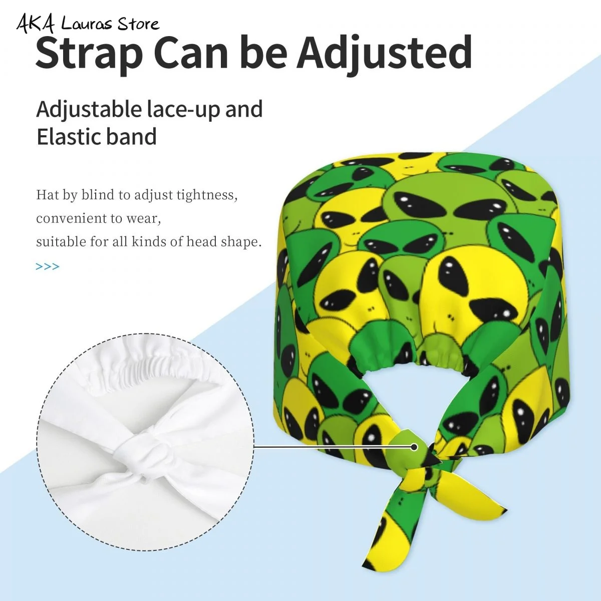 面白いグリーンエイリアン帽子スクラブハット面白いサロンワーキングキャップ研究室ペットショップ看護スクラブキャップ麻酔スクラブキャップ