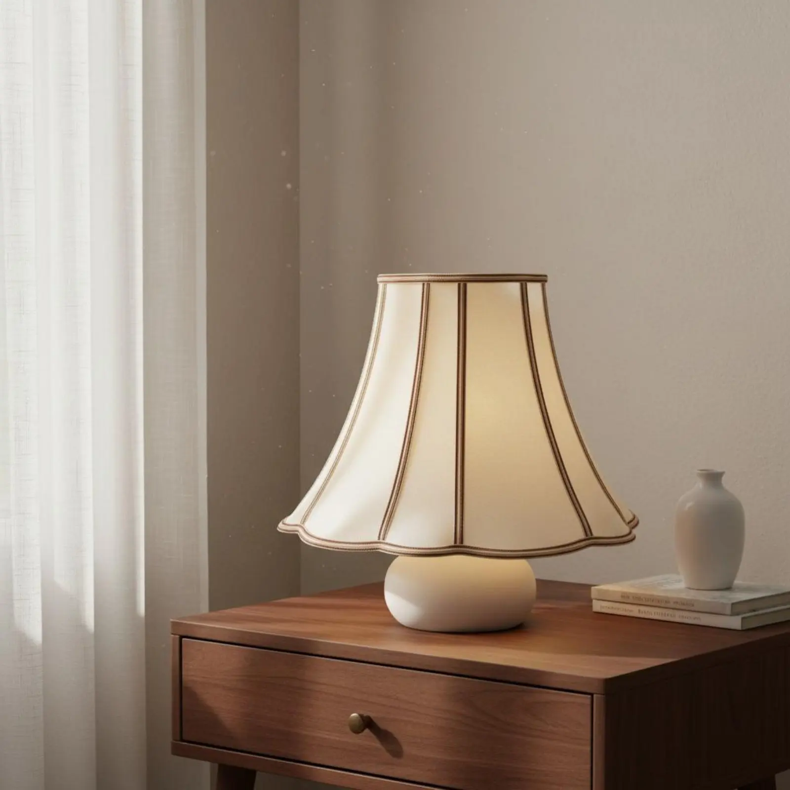 Scalloped Lampshade Handmade Scalloped Lamp Shade Pleated Textile Lampshade DIY Home Lighting Soft Light